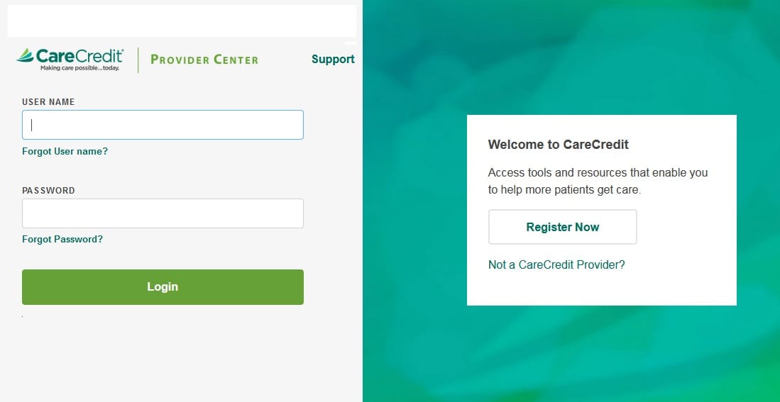 CareCredit credit card forgot password