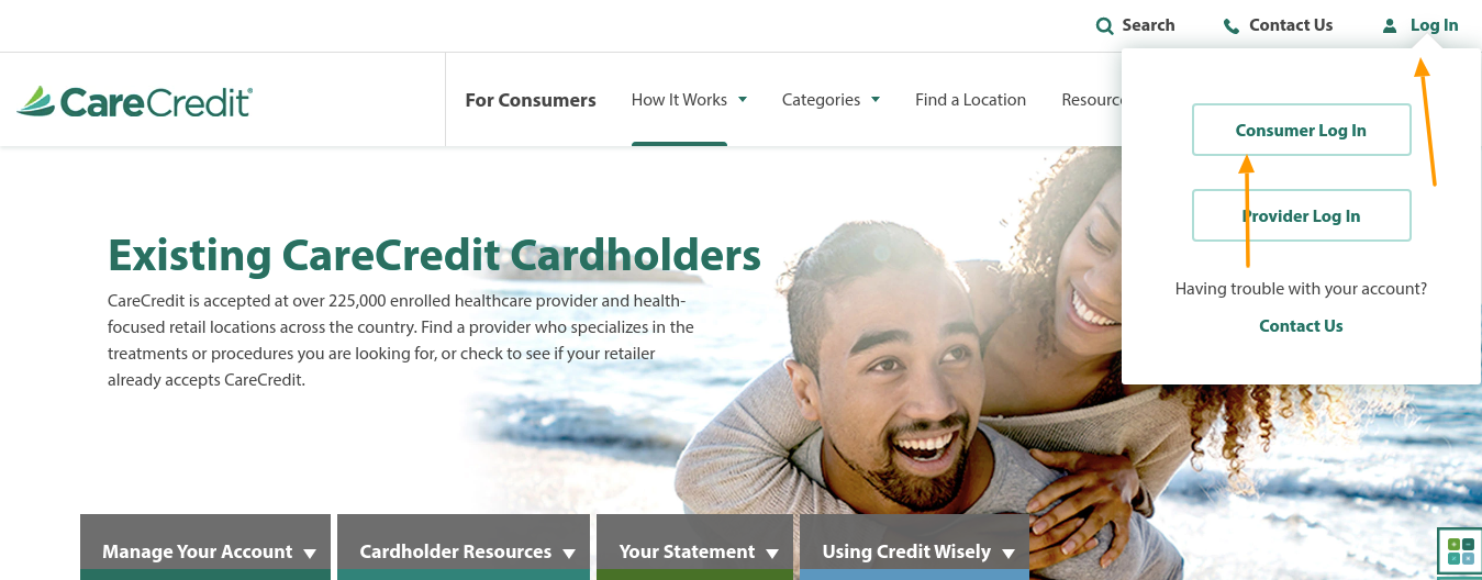 CareCredit Login Page